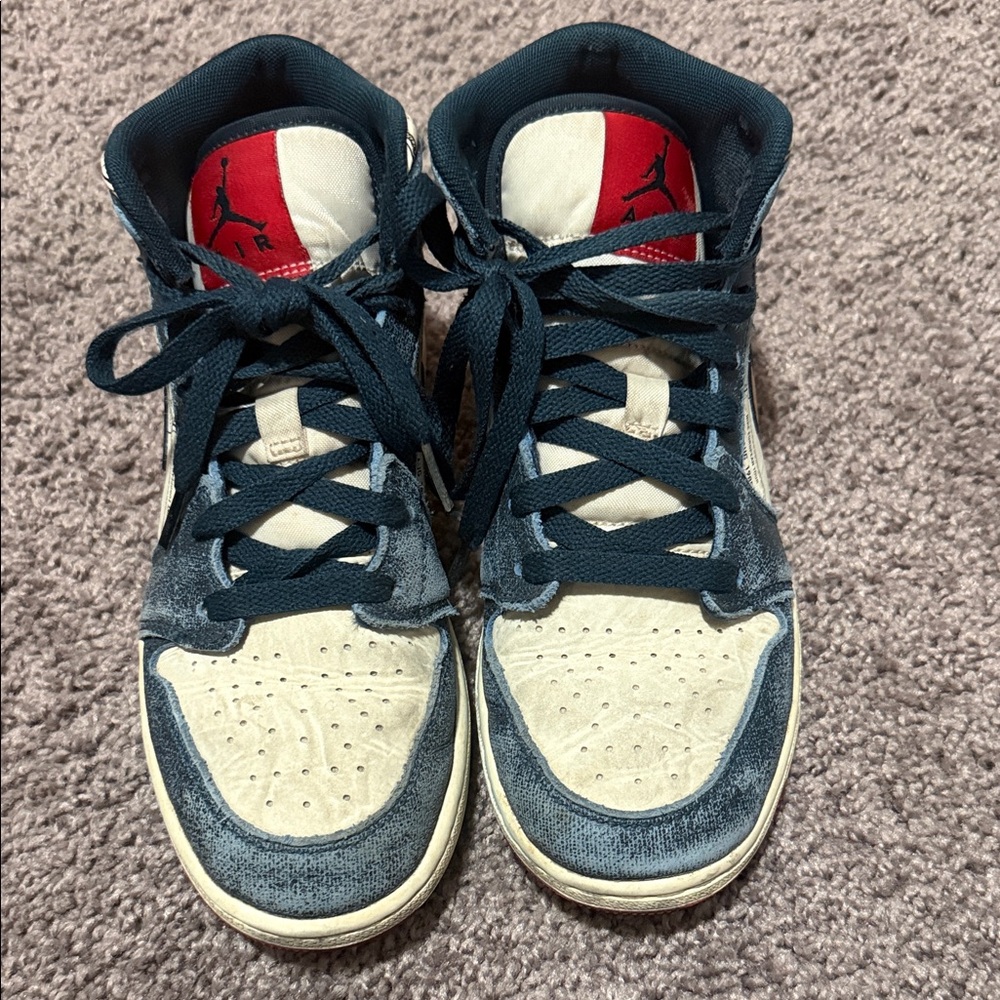 Jordan Kids High Top Sneakers - Distressed Blue and White